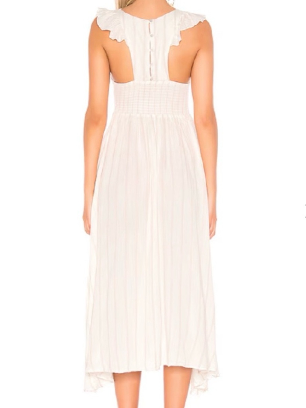 Free People Women's Ivory Sleeveless Smocked Maxi Dress - Picture 2 of 8